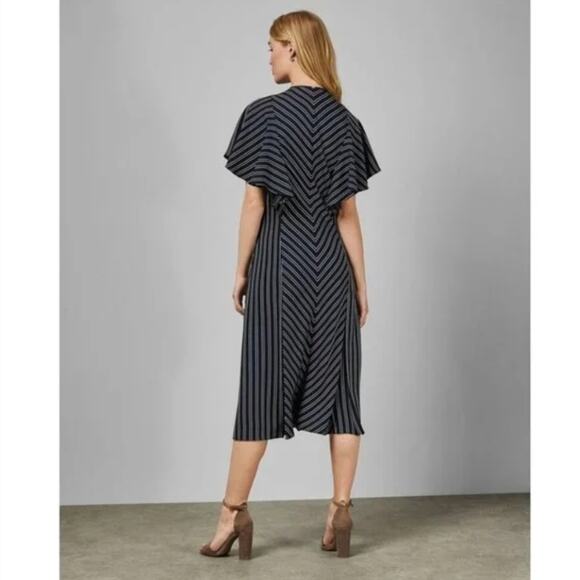 NEW Ted Baker Flissie Zip Front Striped Midi Dress Navy and White - Picture 5 of 14